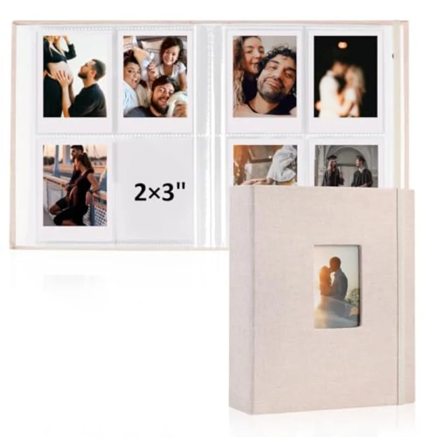 

2PCS Polaroid Photo Album, 2x3 Inch Pockets Mini Photo Album for 104 Pockets Hold 208 Pictures, Linen Hardcover Polaroid Album