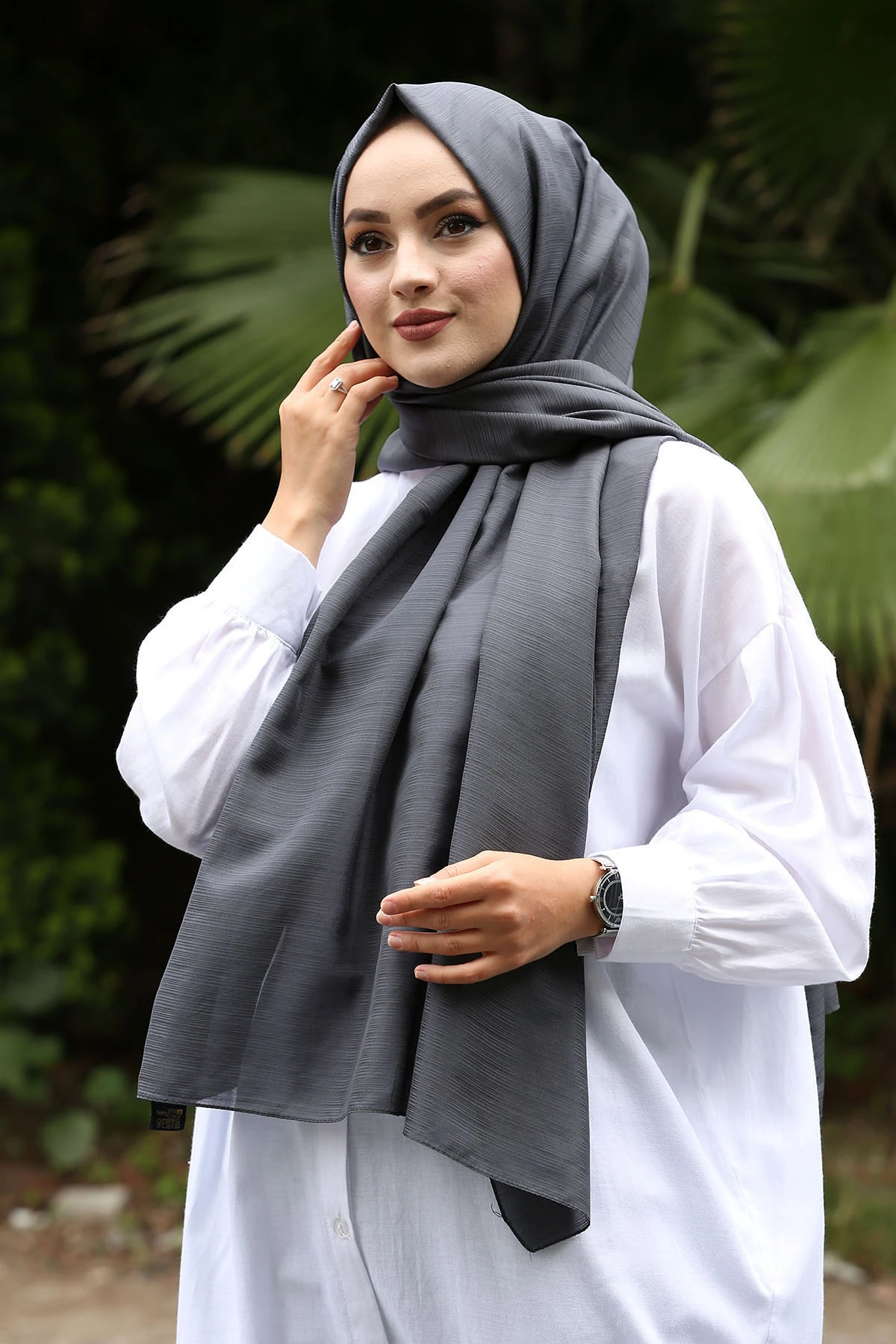 Safir Shawl E-Anthracite Winter Autumn 2021 Muslim Women Hijab headscarf Islamic Turkey