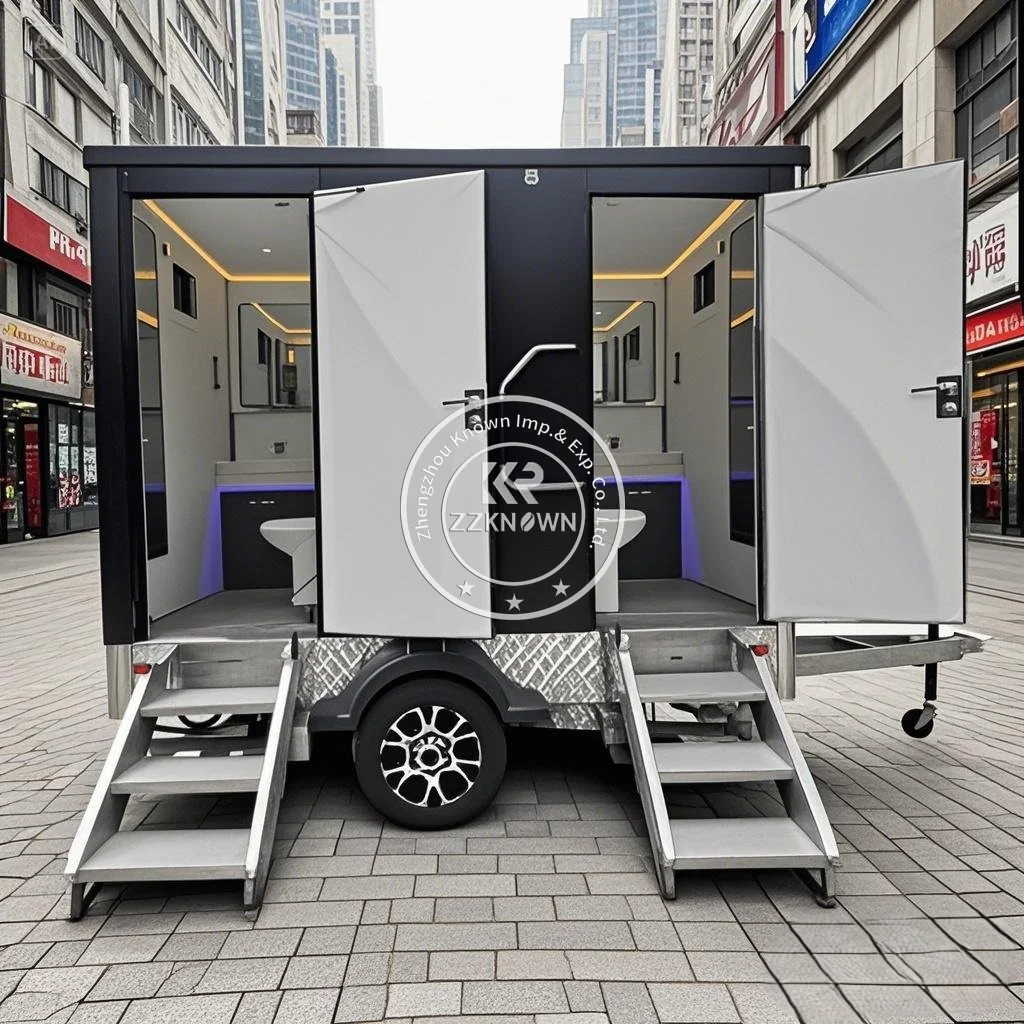 Американская уличная роскошная портативная тележка для ванных комнат, портативный туалетный прицеп, мобильный туалетный прицеп