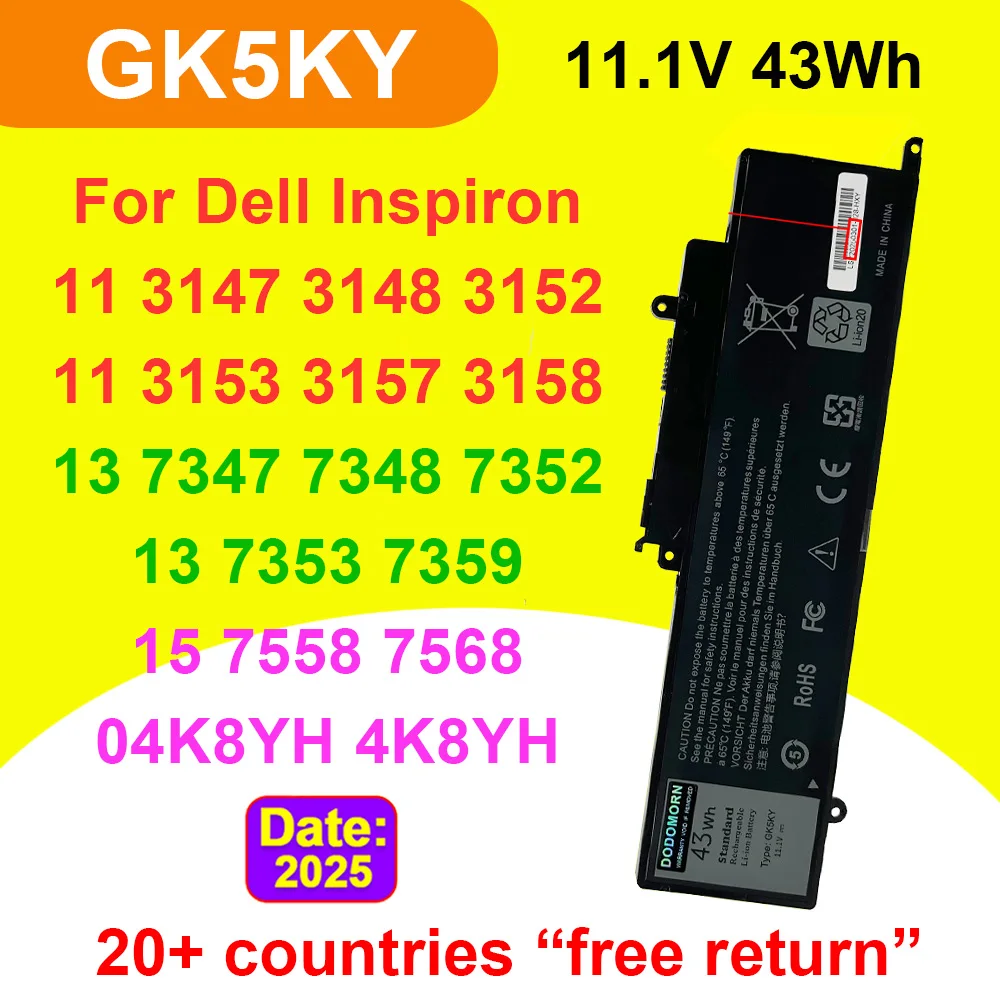 

For Dell Inspiron 13 7000 7347 7348 7352 7359 11.1V 43Wh GK5KY Laptop Battery Compatible with 11 3147 3148 3152 3157 15 7558
