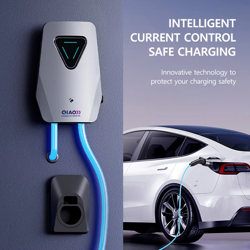 QIAO Level 2 EV Charger 7KW 11KW 22KW 16A 32Amp 5 Meters Wifi APP Control EV Fast Charge Station Electric Vehicle Charging