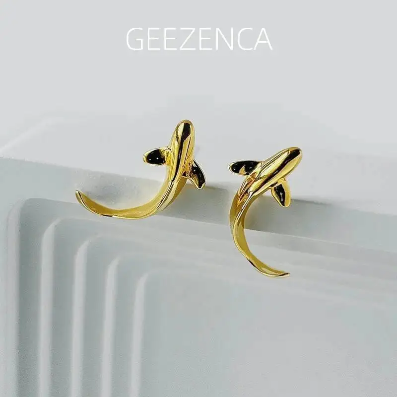 

GEEZENCA 925 Silver 3D Fish Shaped Small Earrings For Women Original Design Chic Unique Cool Casual Earrings 2024 New Party Gift