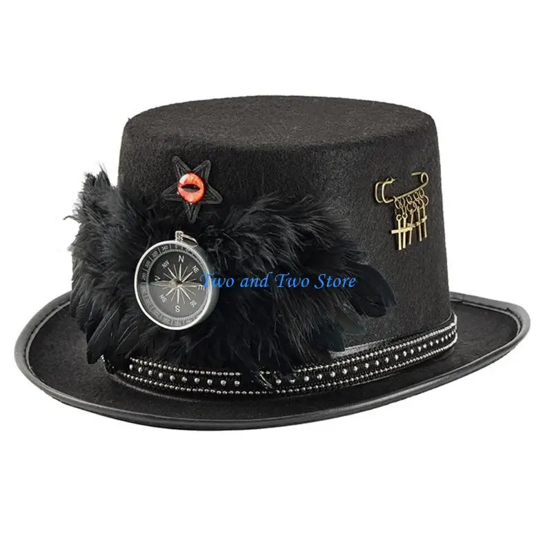

HX6F Gothic Winged Hat Steampunk Design Durable Gothic Coser Wing For Cosplay Event