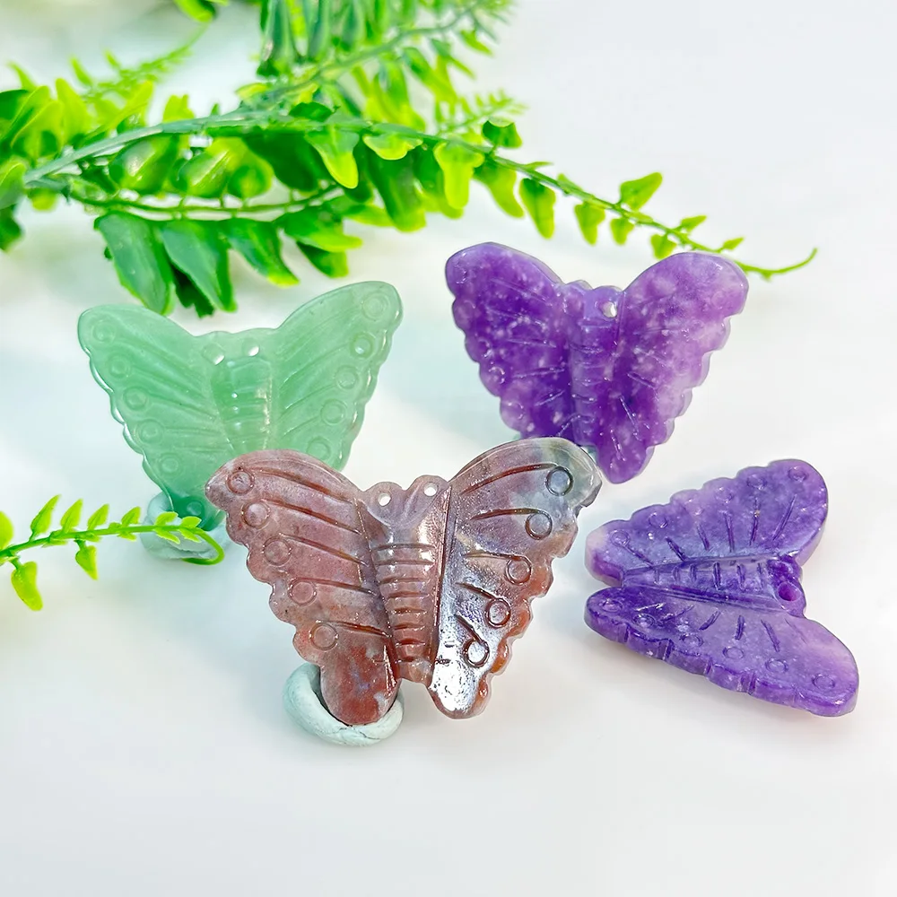 1PC Natural Butterfly Carving Radiant Blend of Beauty and Energetic Power intricate crystal structure