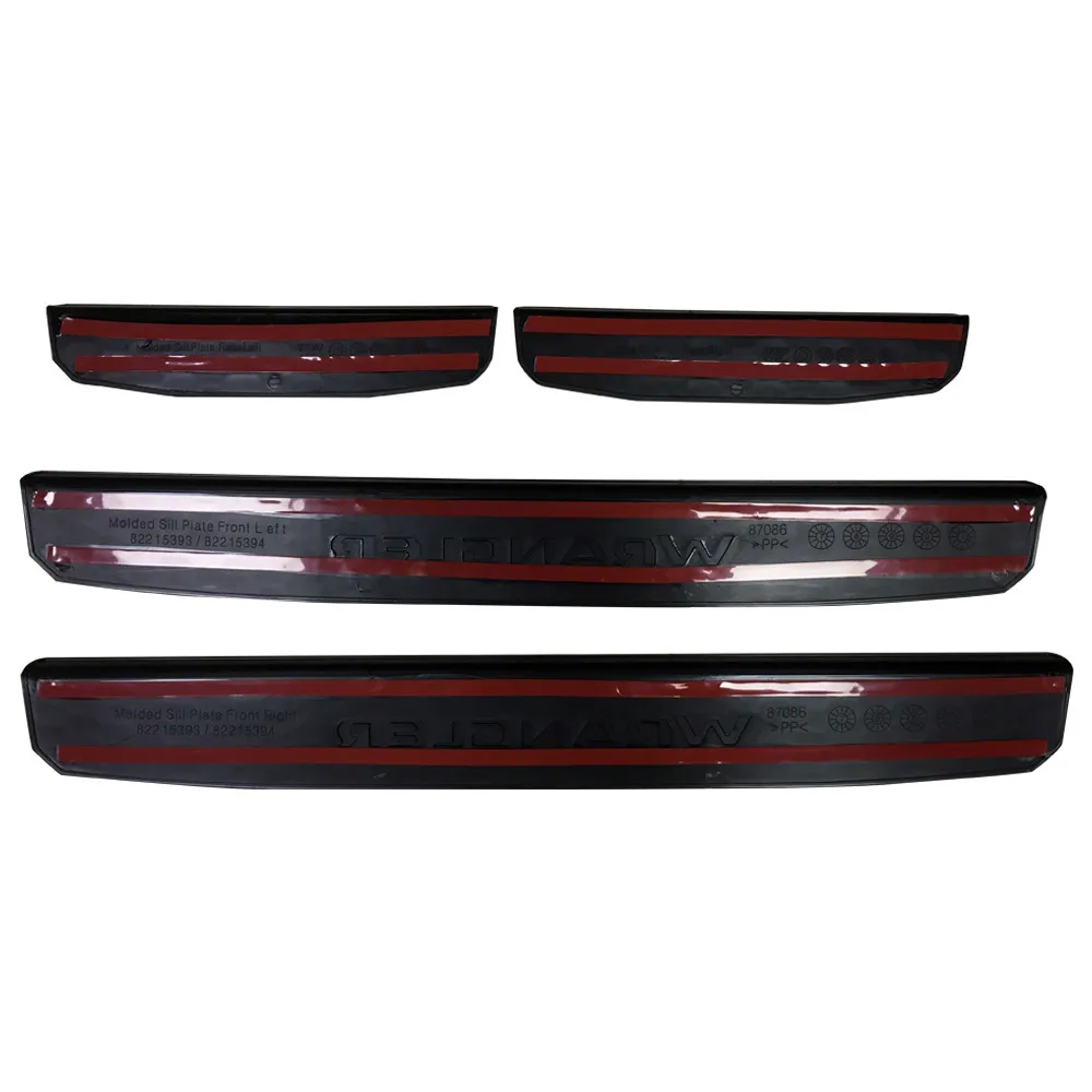 4PCS/Set ABS Threshold Strip Door Sill Black Red Color For Jeep Wrangler JL 2018+ JL1001