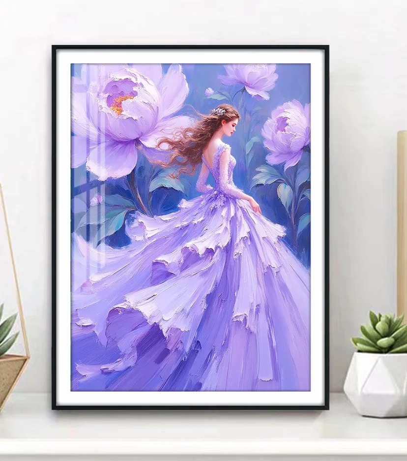 

Фиолетовый пион для девочек, наборы с принтом, вышивка крестиком 11CT, 9CT, вышивка, сделай сам, хлопковые наборы для рукоделия, поделки с иглами, 42 цвета