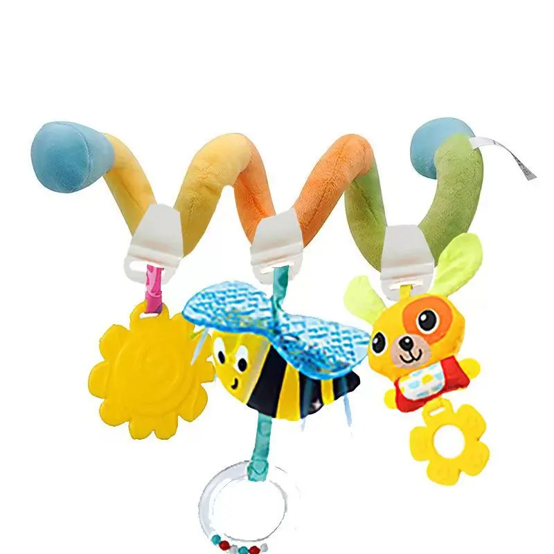 Baby Toys 0-12 Months Plush Rattle Crib Spiral Hanging Mobile Infant Newborn Stroller Bell Graphic Cognition Toys For Toddlers