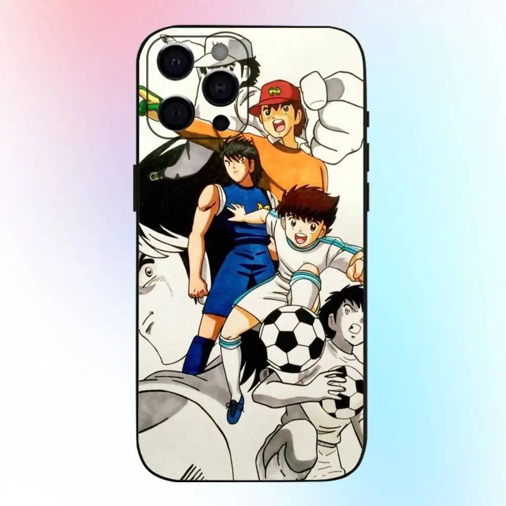 حافظة هاتف أنيمي C-captain T-tsubasa لهاتف iPhone17,16,15,14,13,12,11 Plus,Pro Max غطاء أسود ناعم #6