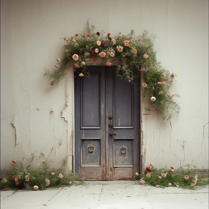 Mehofond Photography Background Boho Rustic Door Floral Adult Birthday Wedding Maternity Portrait Decor Backdrop Photo Studio