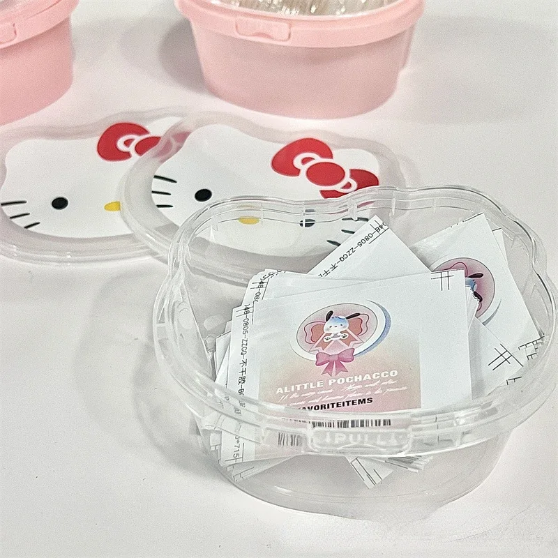 Sanrio Cute HelloKittys Storage Box Girls Rubber Band Cotton fioc cancelleria Daily Desktop Storage Boxs regali creativi per studenti