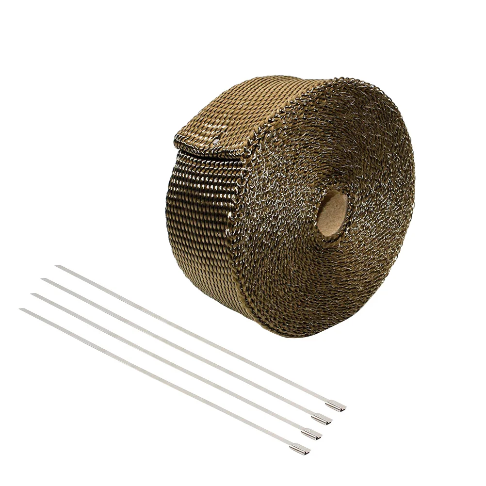 

15mm * 25mm * 5mm Exhaust Heat Wrap Roll Header Tube Fiber Wrap Tape for Car Motorcycle exhaust