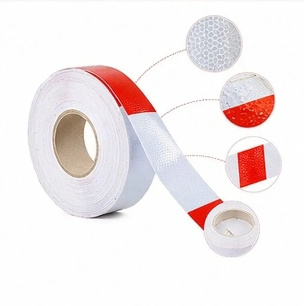 1 Roll Reflective Tape Hexagonal Honeycomb Surface White Red Waterproof Warning Sticker for Vehicle Truck Trailer Rv Car