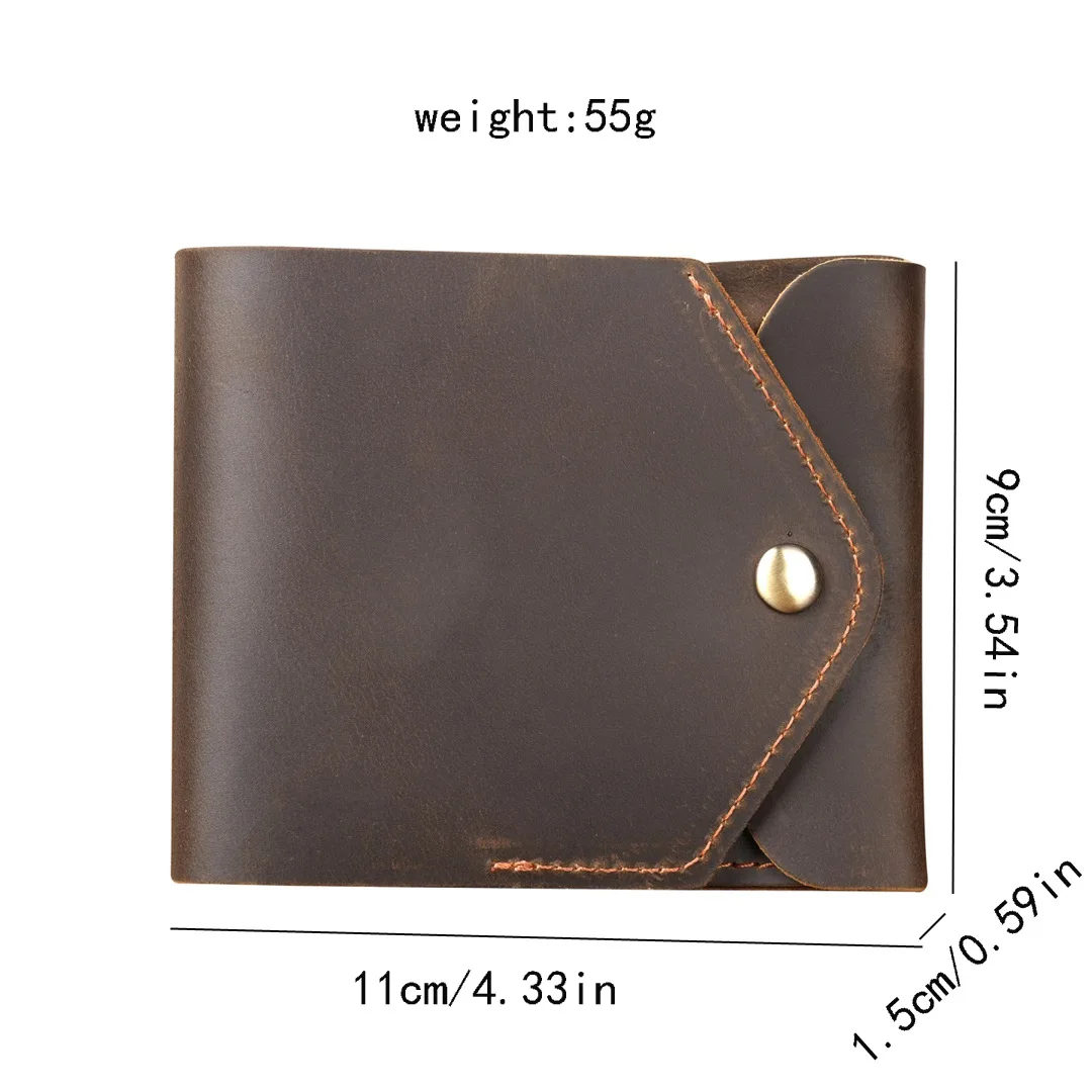 Cowhide retro short wallet,multi-functional wallet,men's and women's leather ID card bag,simple cowhide storage bag