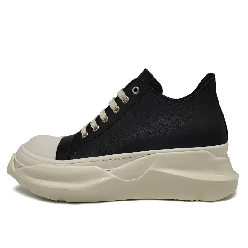 Herenplatformhakken Schoenen Leer Dames Canvas Luxe Jumbo Veterschoenen High Street Herfst Flats Zwarte sneakers