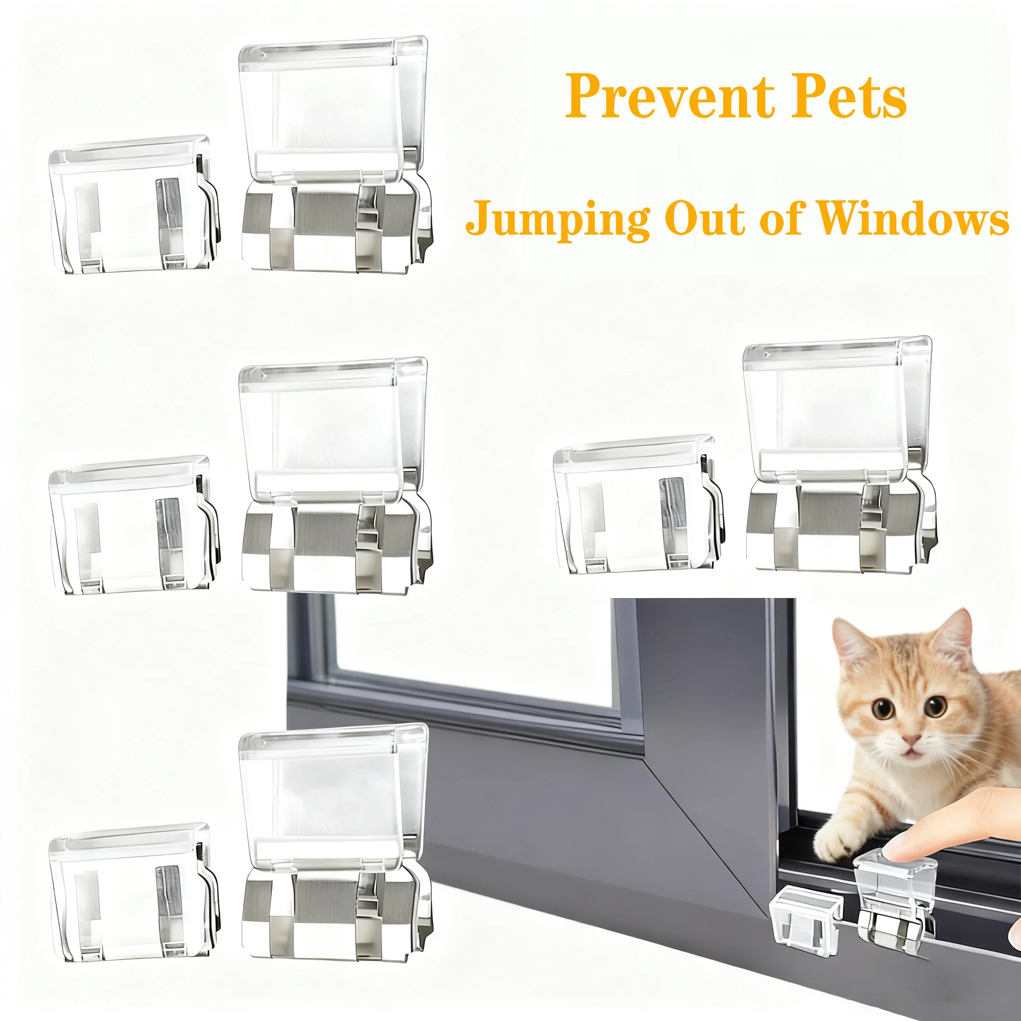 Cat Window Limit Protection Lock Push Window Pet & Child Safety Lock Adjustable Security Cat Guardrail Window Buckle Fixing