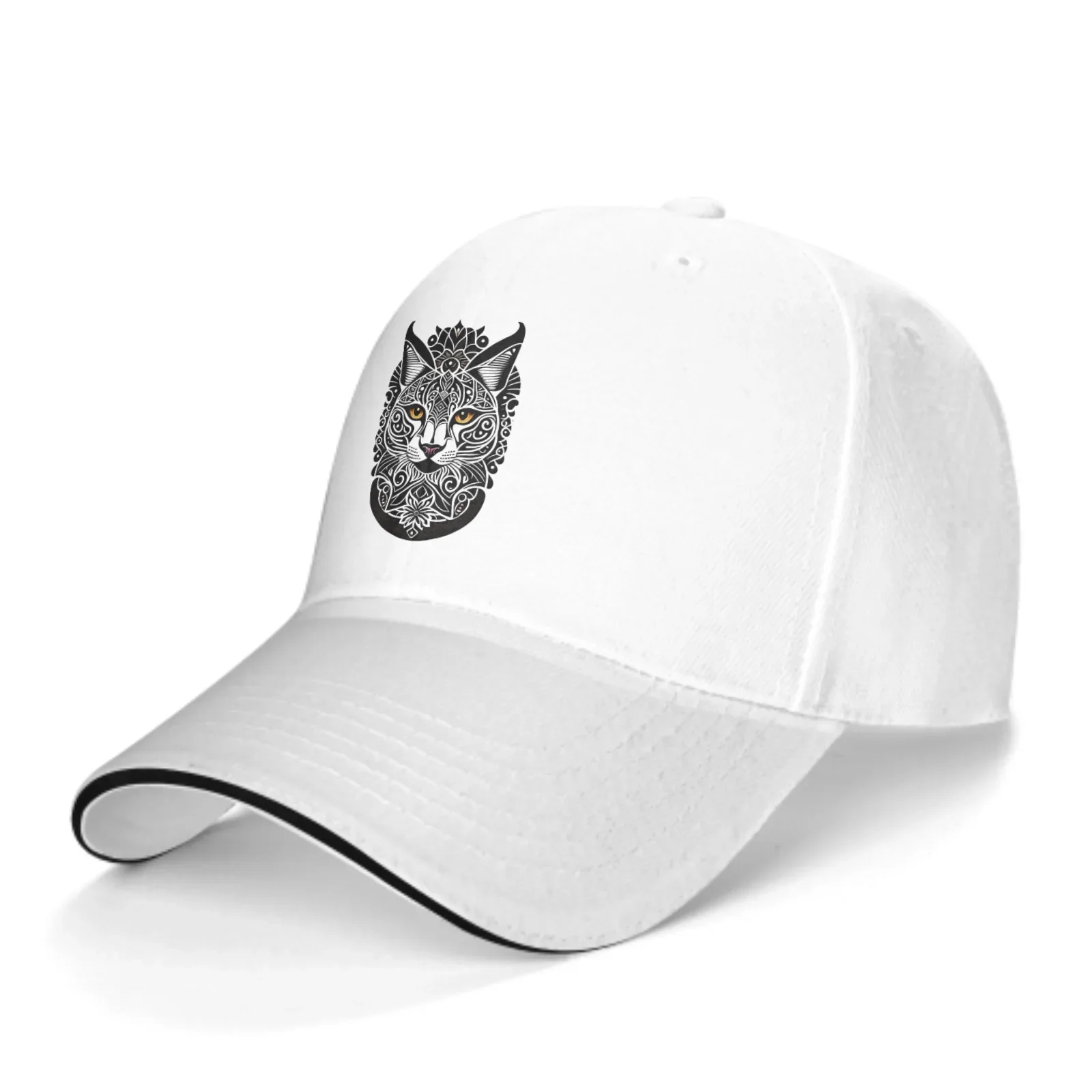 Adjustable Fashion Wild Caps Cat Print Washed Sandwich Caps Sports Outdoor Baseball Hat