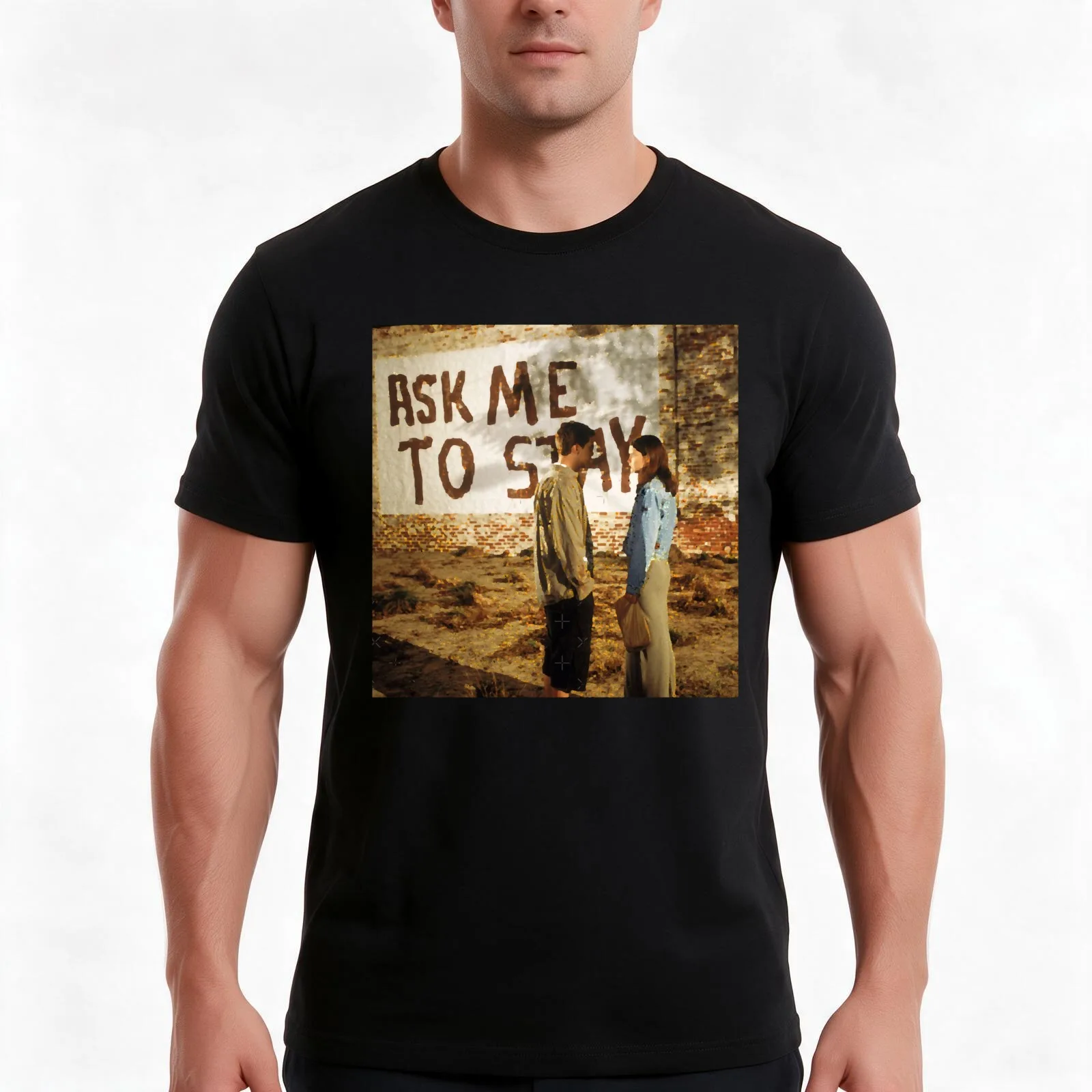 Dawson_s Creek Ask me to stay T-Shirt, Summer Casual Cotton Tee, Oversized Streetwear Tops, Vintage Graphic Print, 100% Cotton