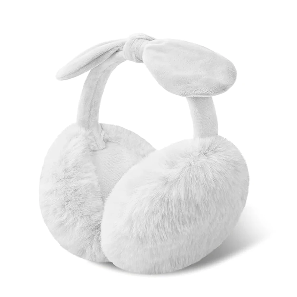 Sweet Bowknot Earmuffs Keep Warm Soft Furry Ear Warmers Foldable Ear Muffs Outdoor Winter Ear Covers Headband Accessories Cute