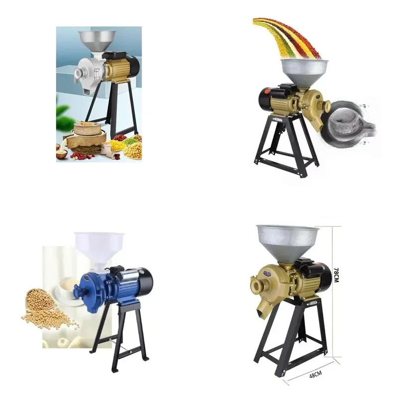 Electric 220V 3500W Large Capacity Feed Grinder Wheat Dry Grain Mill Low Energy Consumption Steel Structure