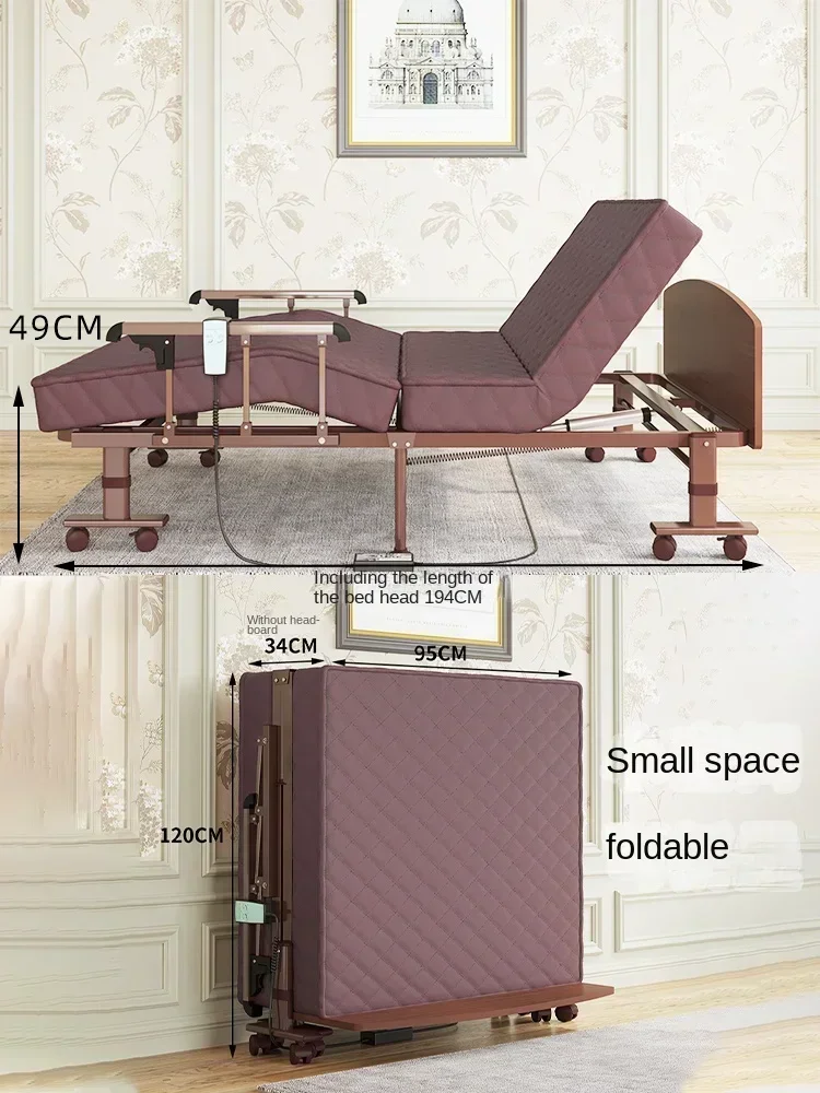Adjustable Electric Folding Bed with Remote Control Lifting Backrest for Elderly and Pregnant Women