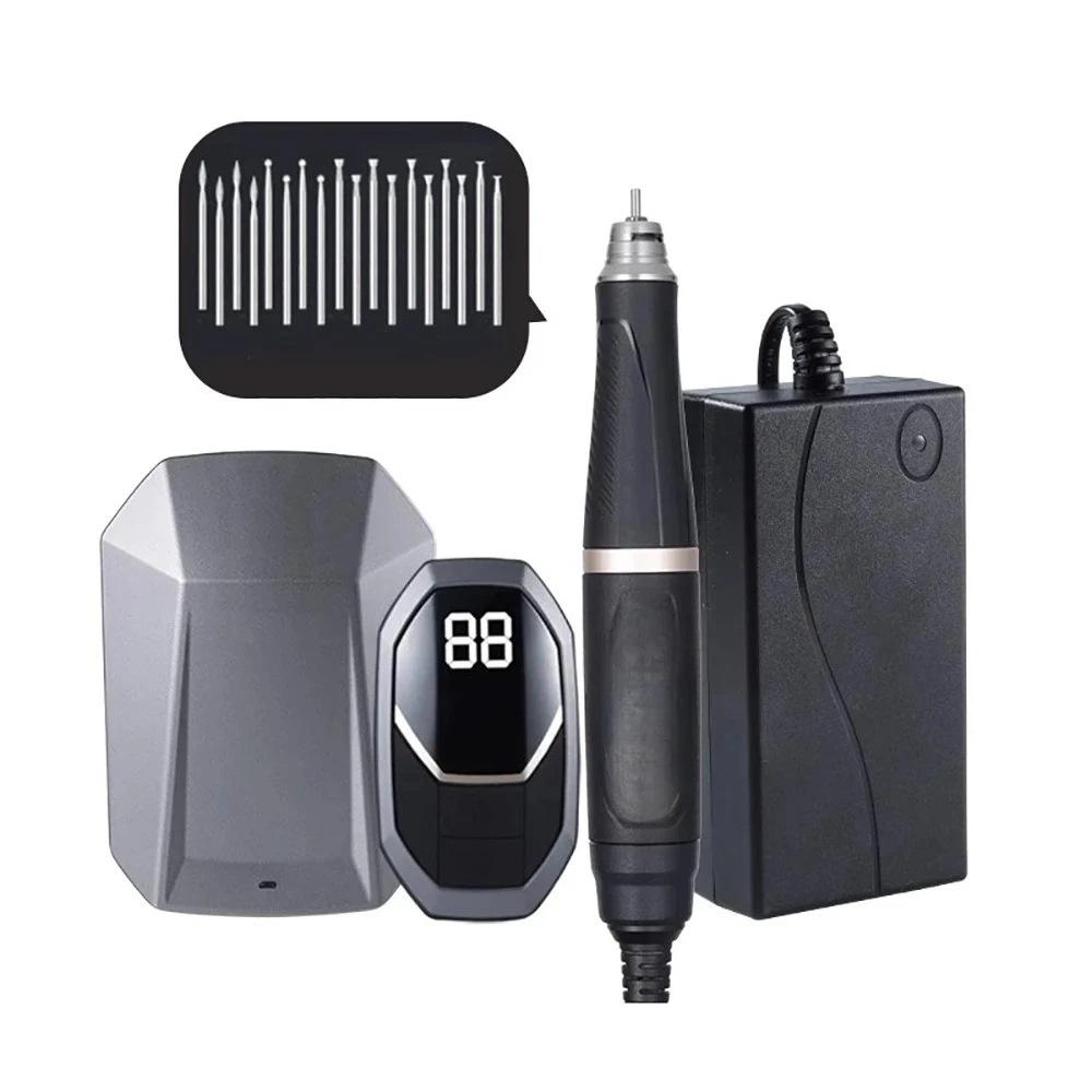 Mini Electric Engraver Pen with Wireless Foot Pedal 50000RPM Brushless Portable Jade Stone Carving Tool QZ-WS609