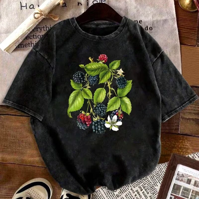 Fern Plant Graphic Men Women T‑Shirt Vintage Washed Distressed Botanical Leaf Print Casual Crew Neck Cotton Short Sleeve Tee Top