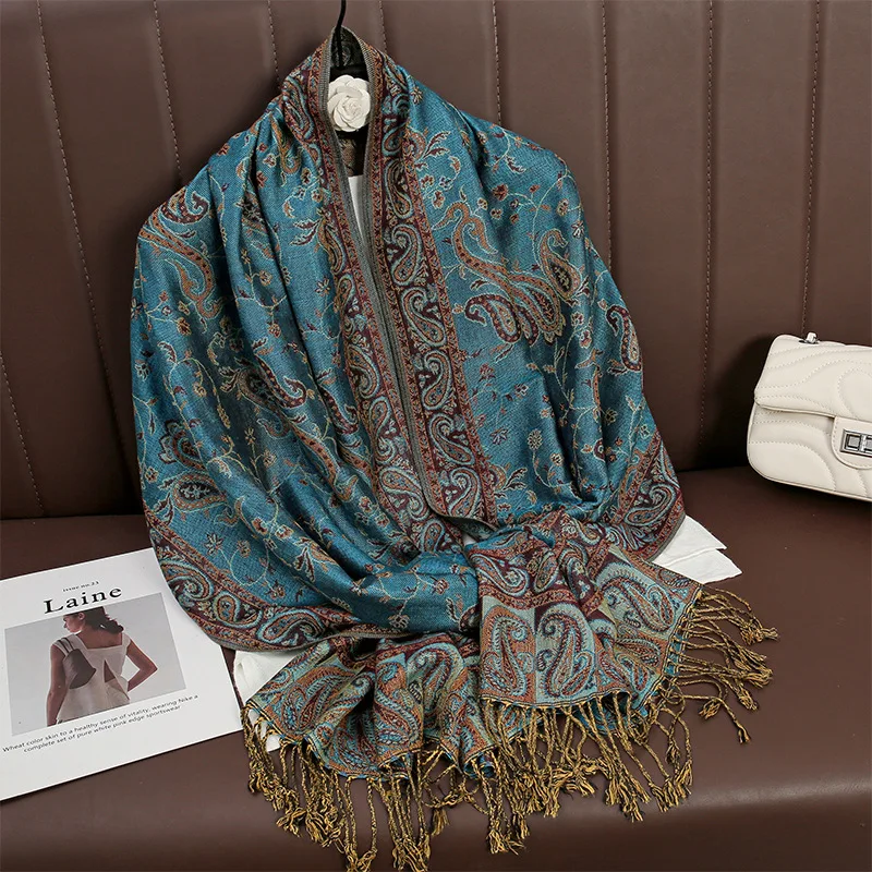 Design drucken Paisley Schal Hijabs für Frau Kaschmir Pashmina Schal Dame wickeln warme Winters chals weibliche Foulard Baumwolle Stolen