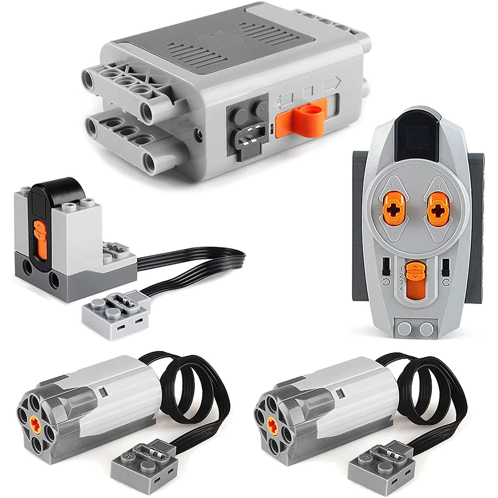 5pcs Power Function Motorized Building Blocks Power Kit 2 Medium Motors,1 Battery Box,1 IR Remote Control,1 Receiver