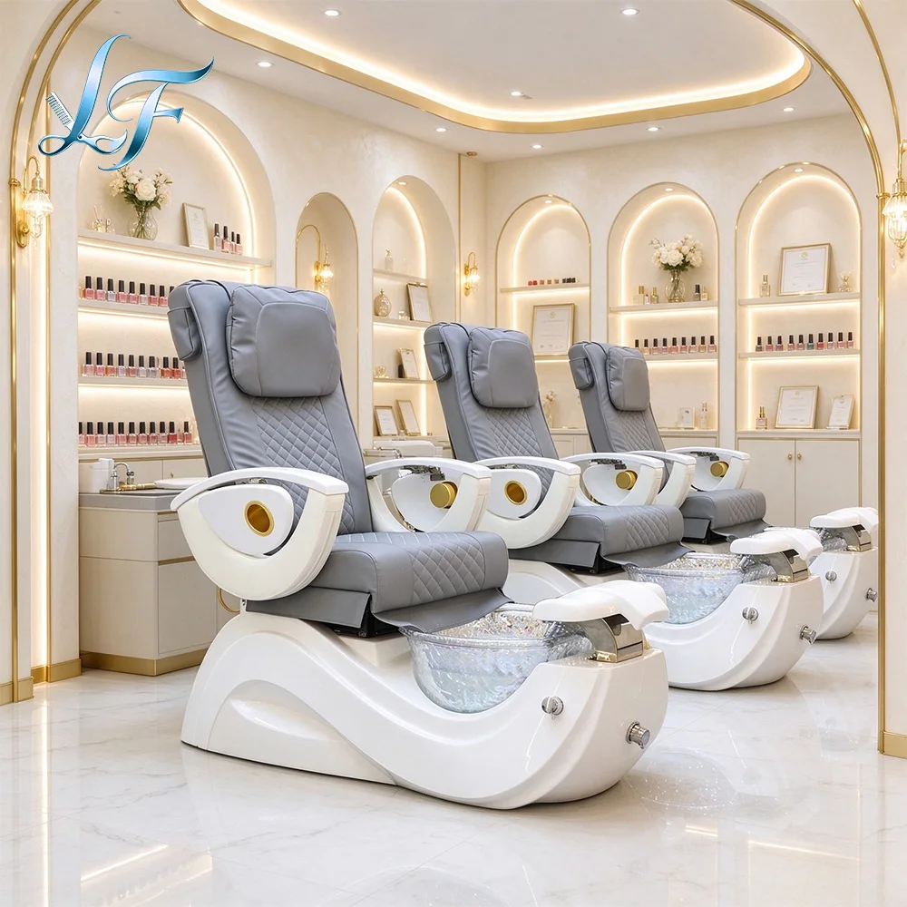 High Back Electric Luxury Pedicure Spa Chair Custom Nail Station High Quality With Spa Pedicure Bowl