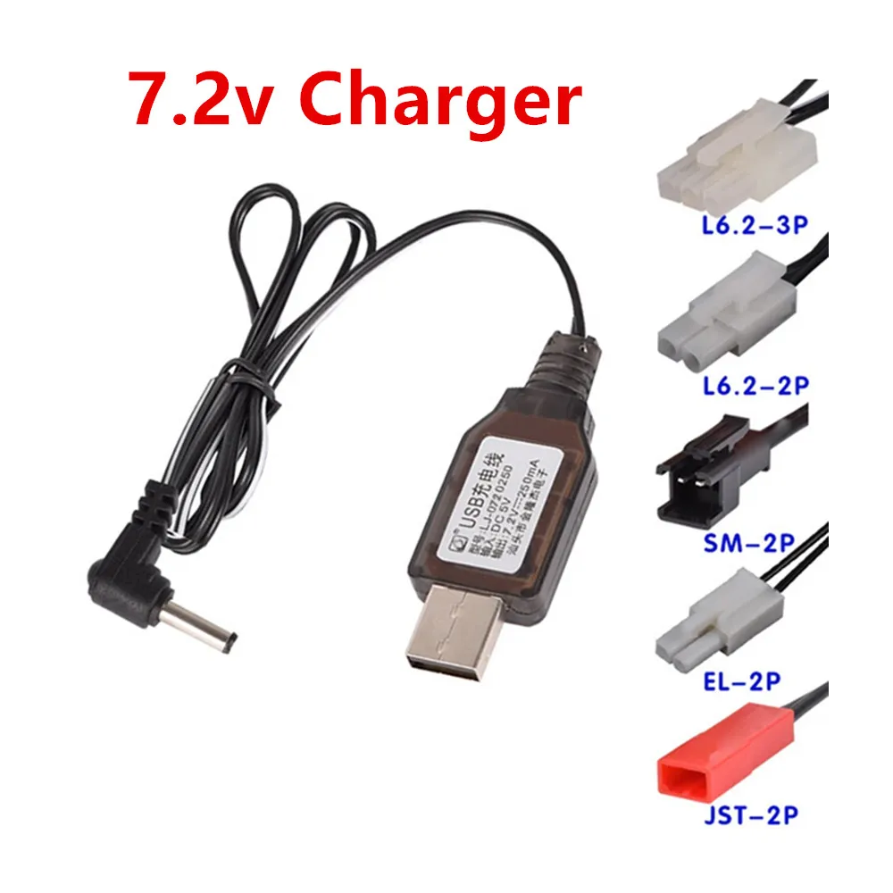 7.2V USB Charger Units with EL-2P/JST-2P/L6.2-2P/SM-2P Plug For Ni-Cd/Ni-Mh Battery Charger For rc toys car Spare Parts