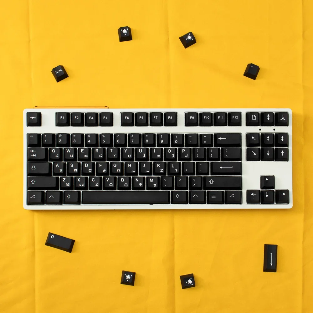 Minimal black Martian keycaps Original height PBT sublimation large full set of mechanical keycaps 64/87/104