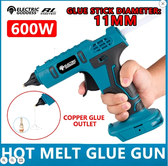 

Electric Goddess 600W Cordless Hot Melt Glue Gun Anti-scald Rechargeable with 10pcs 11mm Glue Sticks Home DIY Repair Tool