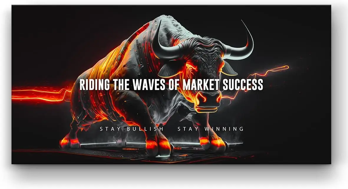 Wall Street Bull Investment Wall Art Wealth Investing Poster, Trading Motivation Canvas, Trader Money Mindset Print, Stock Marke