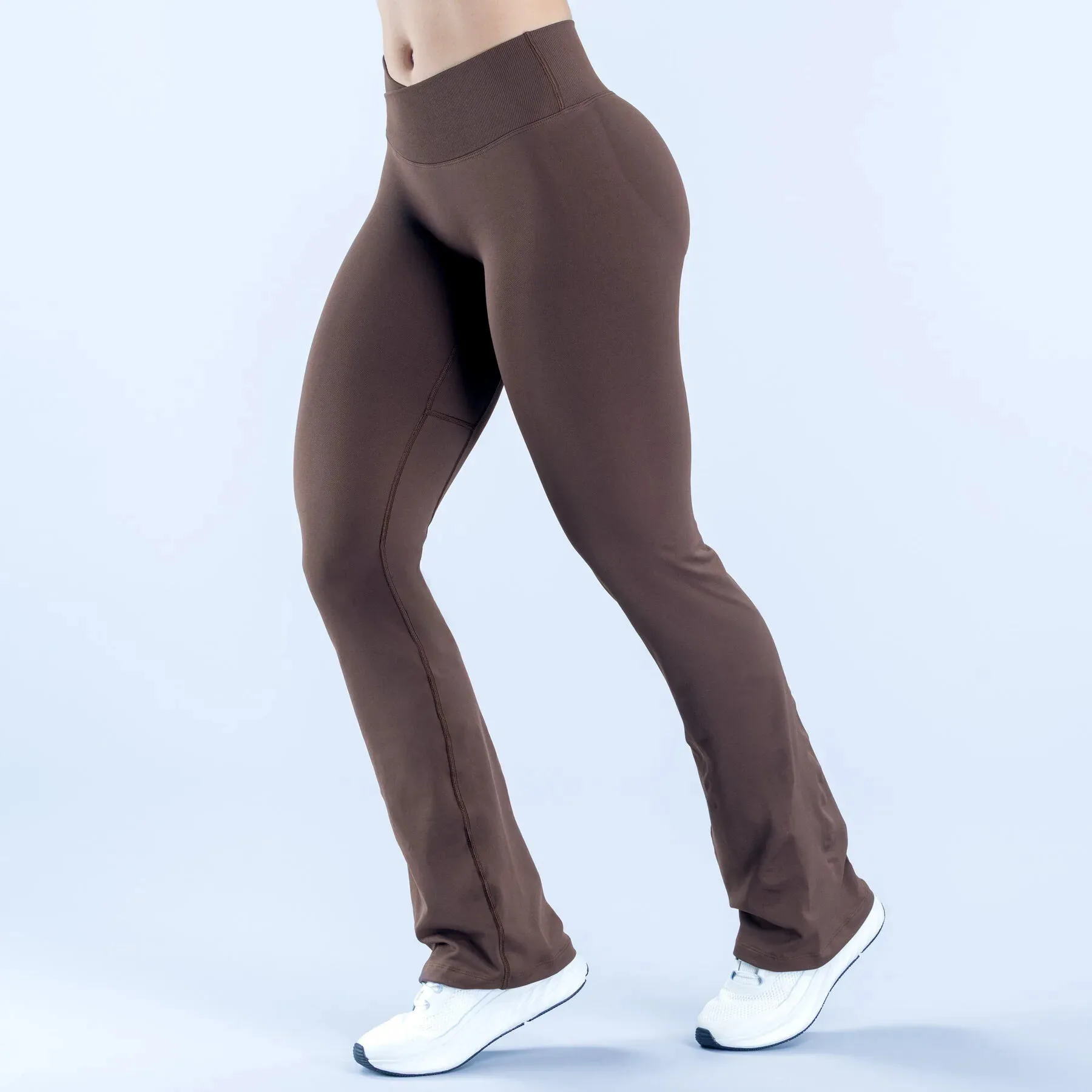 DF Vision Flares Women Seamless Gym Yoga Pants High Cross Waist Fashion Sports Leggings Fitness Wide-leg Workout Trousers
