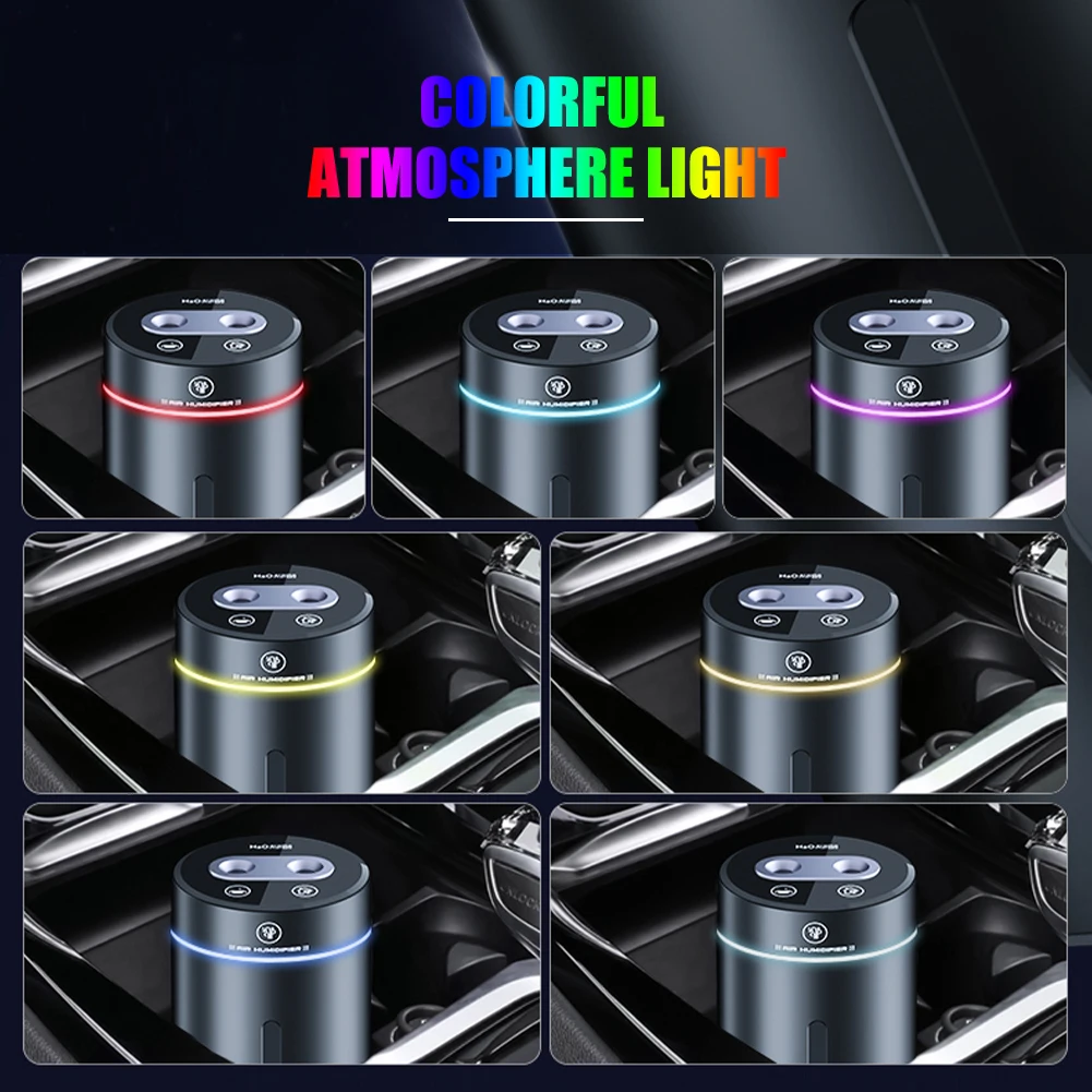 Car Air Humidifier Dual Outlet Aluminum Alloy Aroma Diffuser With Night Light Essential Oil Diffuser Air Freshener For Car Home