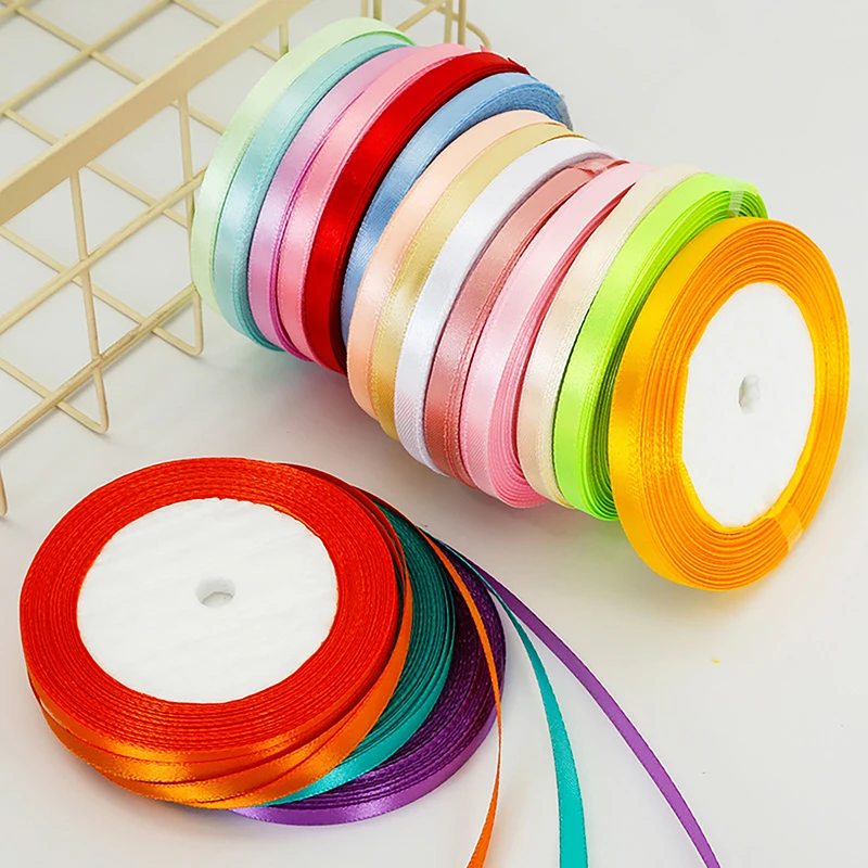 6MM Satin Ribbon For Bows Ribbon Roll Ribbon Wholesale Satin Ribbons Packing Gift Wedding Decoration Fabric Tape For Craft