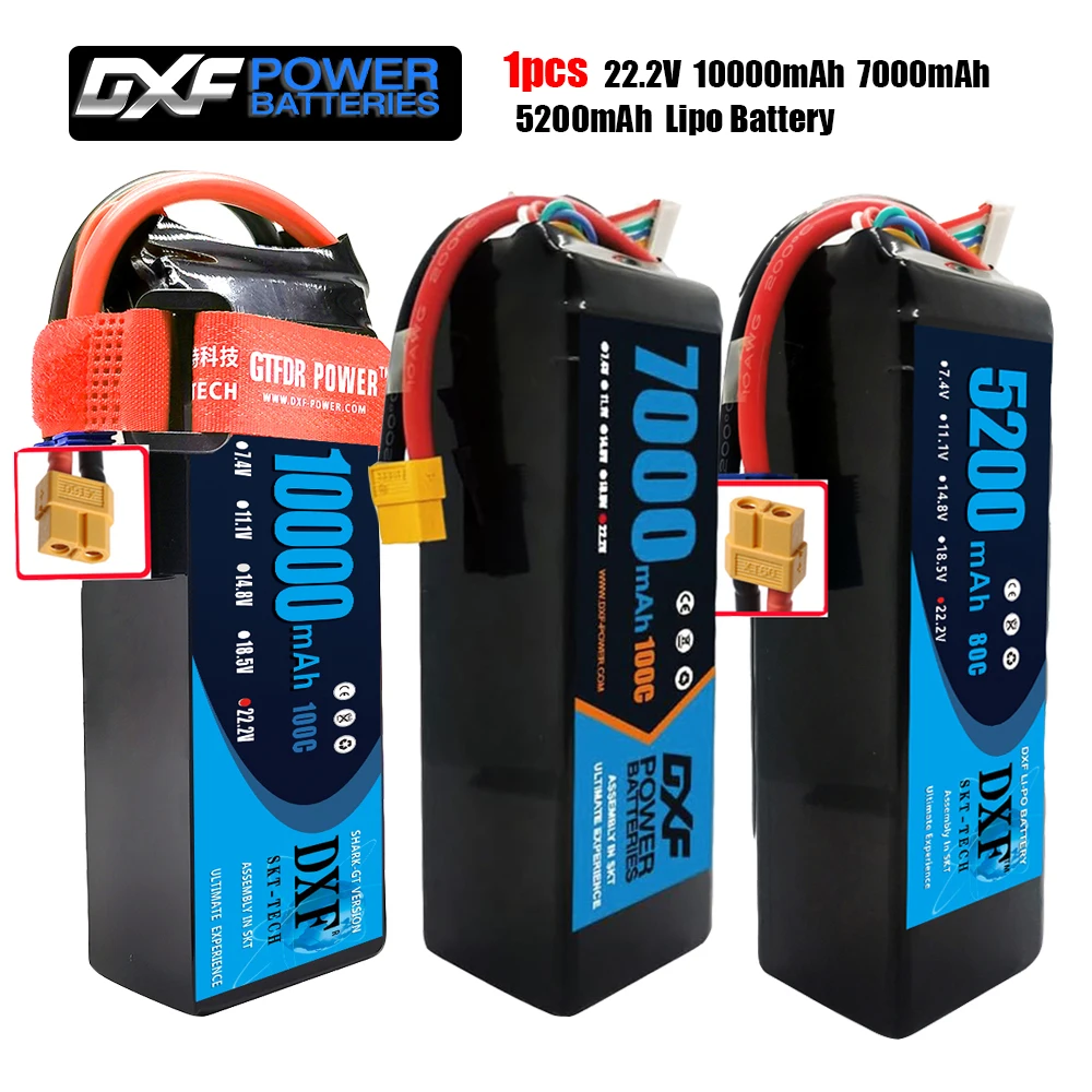 

Графеновый аккумулятор DXF 6S Lipo 10000 мАч 7000 мАч 5200 мАч 22,2 в, XT60 XT90 EC5 XT90S для FPV дронов, самолетов, квадрокоптеров, вертолетов