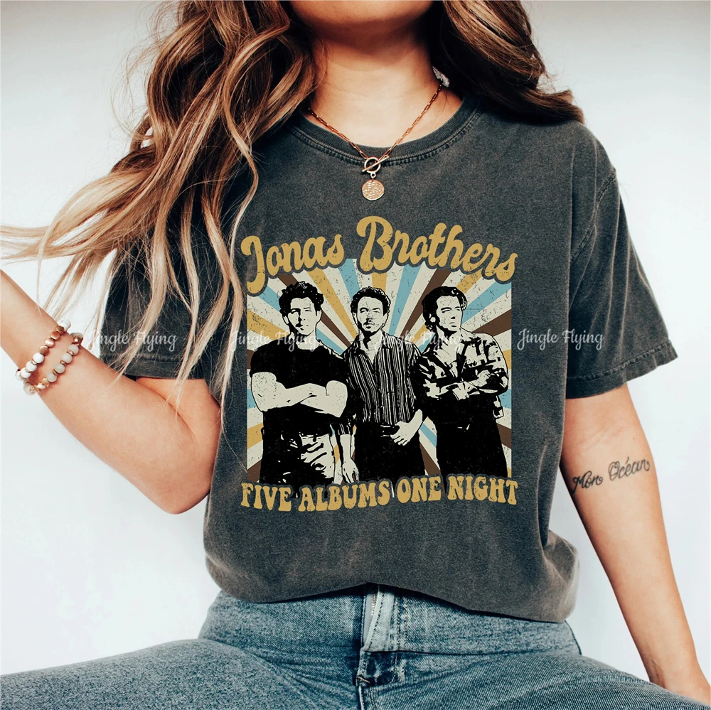 Cotton Oversized T-Shirt Jonas Five Albums One Night Brothers World Tour Shirt