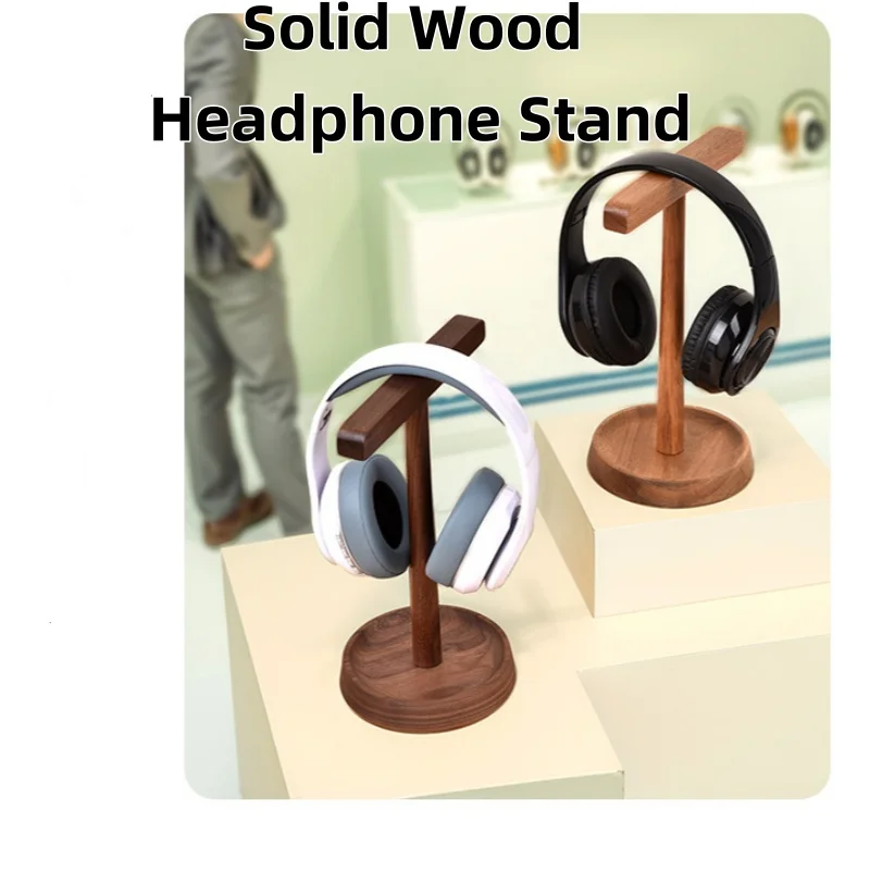 Wooden Multifunctional Earphones Stand Removable Desk Headset Holder Hanger Hook for Gaming Stand Headset Headphone Accessories