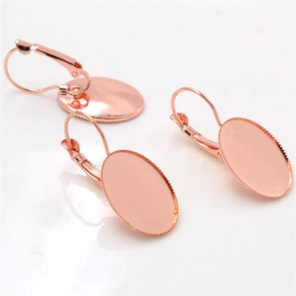 13X18 Mm 10 Stks/partijen 7 Kleuren Plated Franse Lever Terug Oorbellen Blank/Base, fit 13X18 Mm Ovaal Glas Cabochons