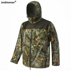 Winter Autumn Wind Waterproof Bionic Camouflage Hunting Fishing Jacket Coat Wear-Resistant Fleece Inside Thermal Outdoor Hoodies