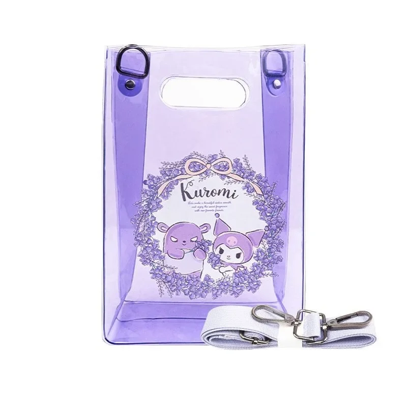 

Kuromi Anime Kawaii Sanrio Pvc Transparent Handbag Cute HelloKitty Cinnamoroll Cartoon Waterproof Student Jelly Bag Gifts