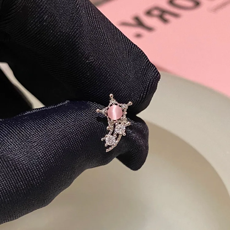 Butterfly Love Heart Moon Star Bears Planet Pink Zircon Rhinestone Small Ear Stud for Women Sweet Party Jewelry HUANZHI 2023 NEW