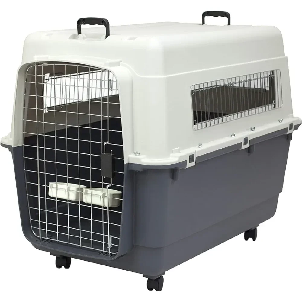 

SportPet Designs Plastic Kennels Rolling Plastic Wire Door Travel Dog Crate, XXL