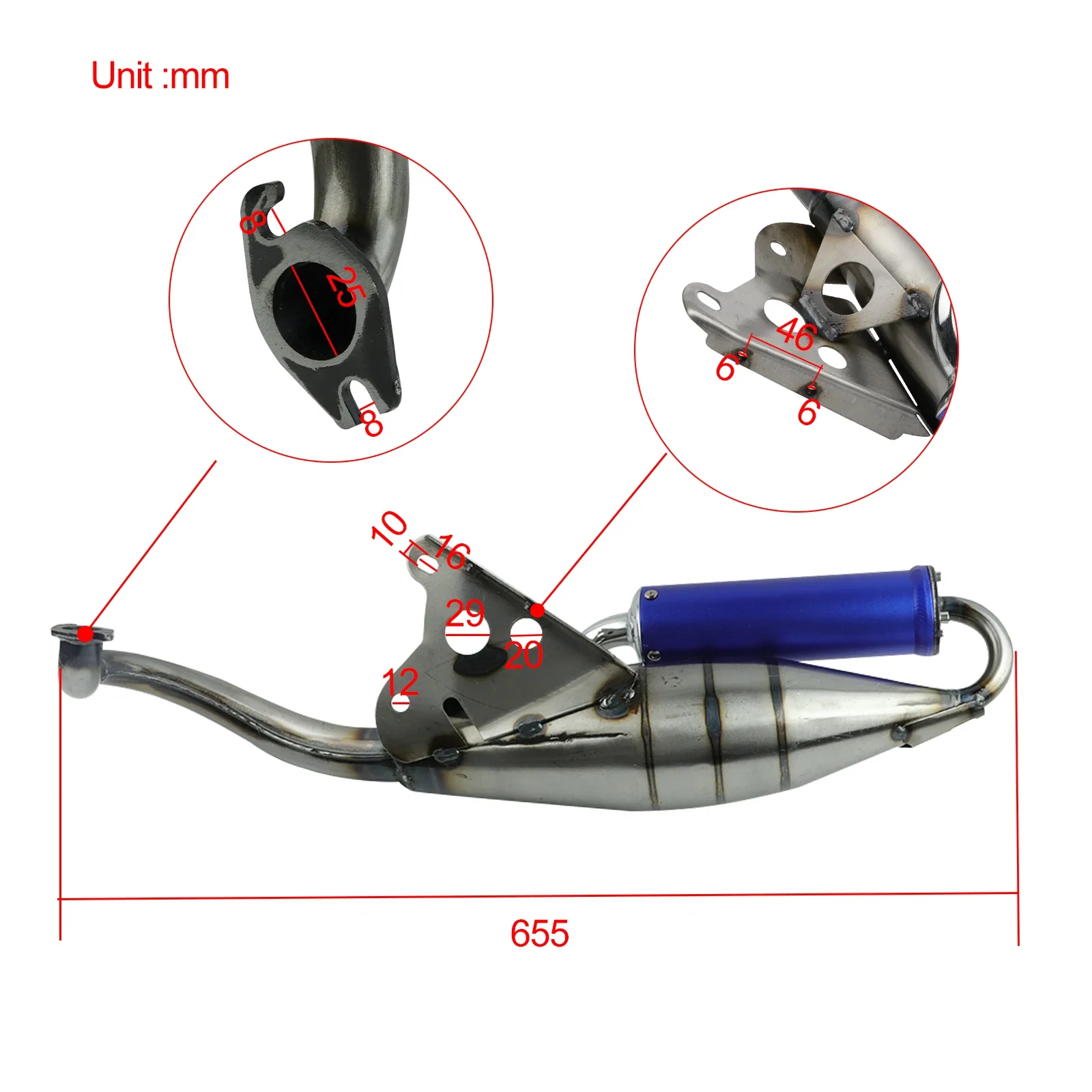 Performance 2 Stroke Exhaust Muffler Pipe Silencer for Yamaha Breeze Jog 50 50cc Engine Motor Scooter Moped 1E40QMB 1PE40QMB