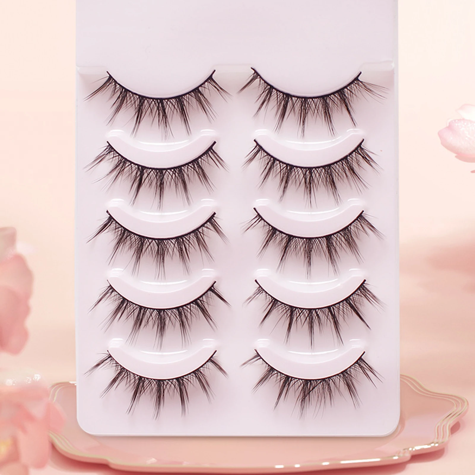 5 Pairs Extension False Eyelashes Lightweight Sweet Self-grafting Artificial Eyelashes for Women Easy to Remove DIY Cosplay