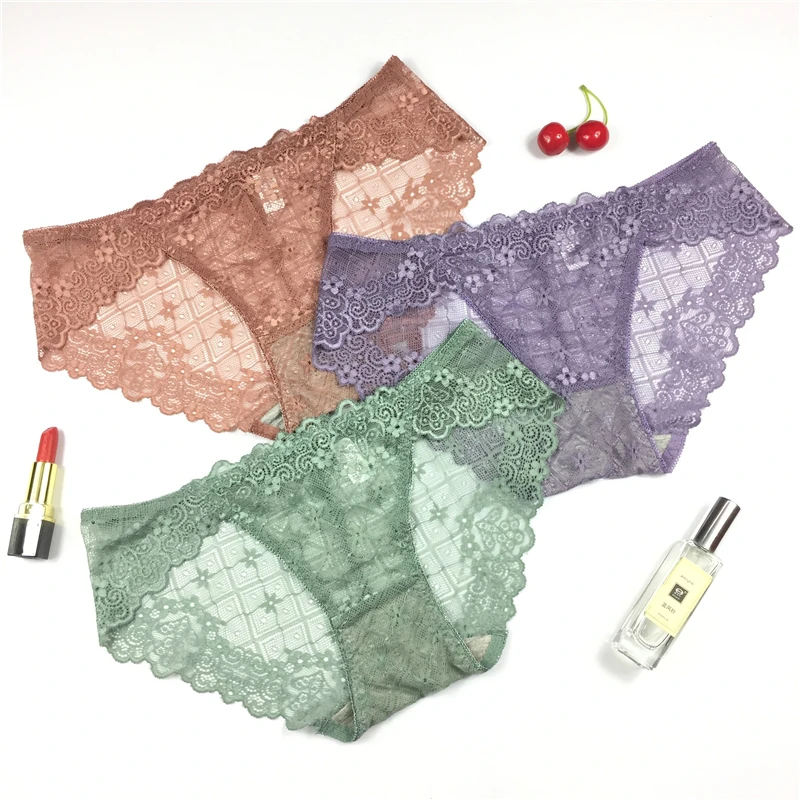 

Spring Summer New Women's Lace Panties Elegant Lace Graphene Panties Female Lingerie Antibacterial Package Hip Breathable Briefs