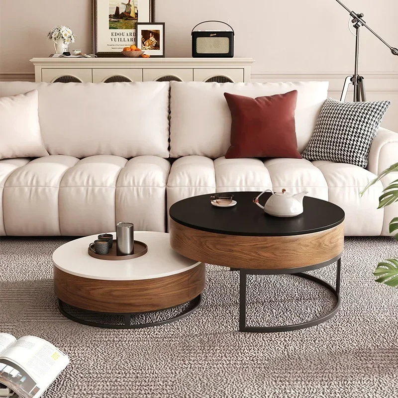 ارتفاع رفع الترفيه قابل للتعديل أثاث غرفة المعيشة القهوة الخشبية المستديرة #6