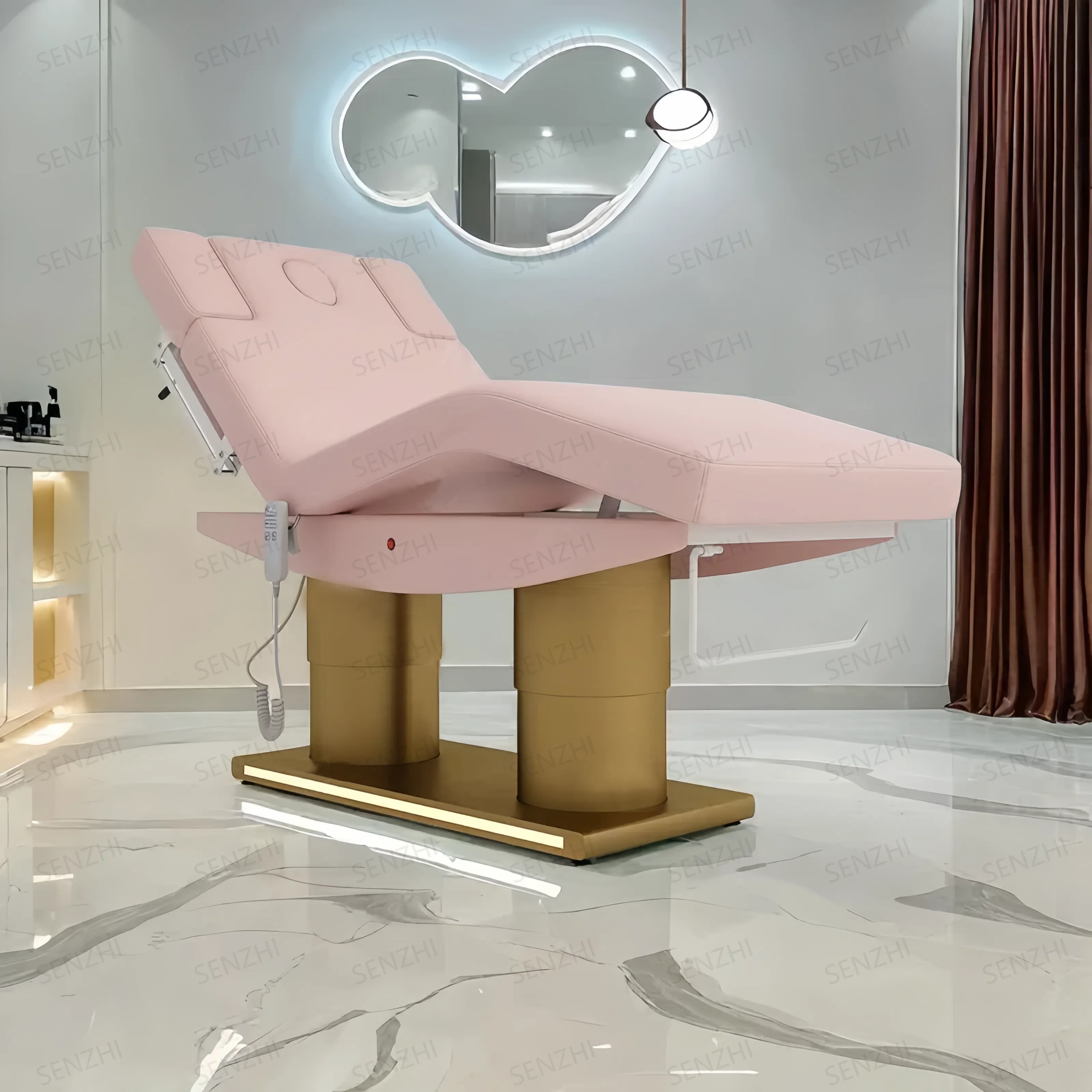 

Luxurious Beauty Shop Spa Facial Chair Bed 4 Motors Adjustable Electric Reclining Massage Table and Bed Have Heating Function