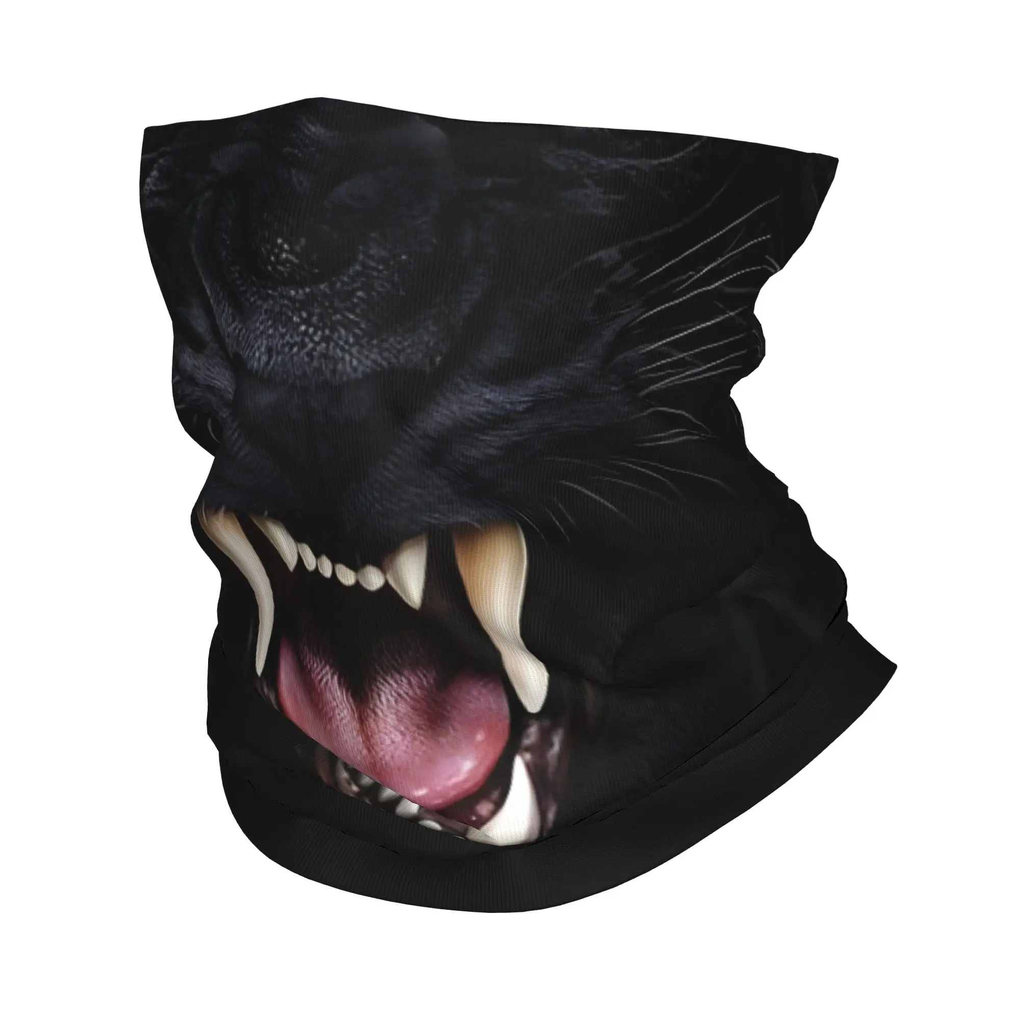 Custom Black Panther Animal Head Rock Bandana Neck Gaiter Windproof Face Scarf Cover Men Women  Headband Tube Balaclava